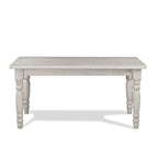 Table à manger de ferme en pin massif avec finition vieillie à la main – Bois flotté / Bois de grange / Gris rustique / Blanc cassé / Noyer rustique, 6 places