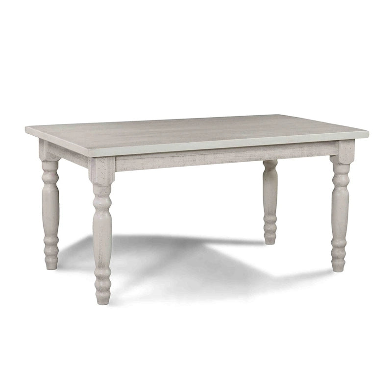 Table à manger de ferme en pin massif avec finition vieillie à la main – Bois flotté / Bois de grange / Gris rustique / Blanc cassé / Noyer rustique, 6 places