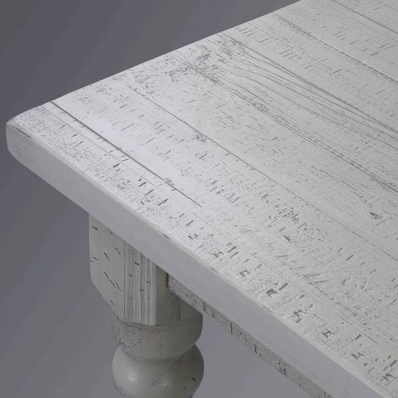 Table à manger de ferme en pin massif avec finition vieillie à la main – Bois flotté / Bois de grange / Gris rustique / Blanc cassé / Noyer rustique, 6 places