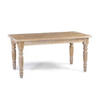 Table à manger de ferme en pin massif avec finition vieillie à la main – Bois flotté / Bois de grange / Gris rustique / Blanc cassé / Noyer rustique, 6 places