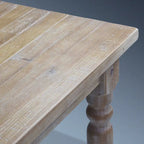 Table à manger de ferme en pin massif avec finition vieillie à la main – Bois flotté / Bois de grange / Gris rustique / Blanc cassé / Noyer rustique, 6 places