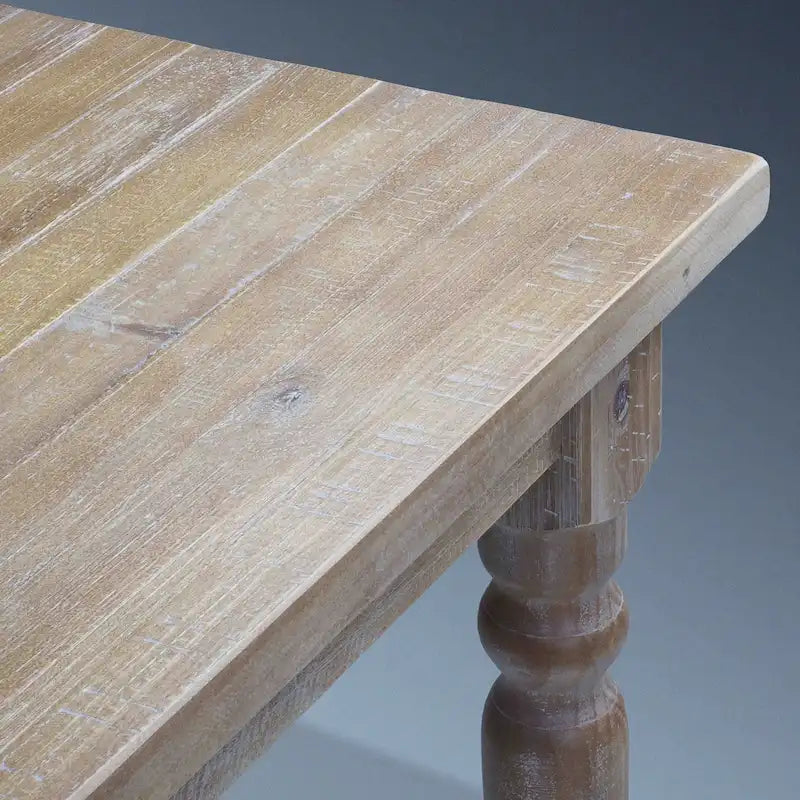 Table à manger de ferme en pin massif avec finition vieillie à la main – Bois flotté / Bois de grange / Gris rustique / Blanc cassé / Noyer rustique, 6 places
