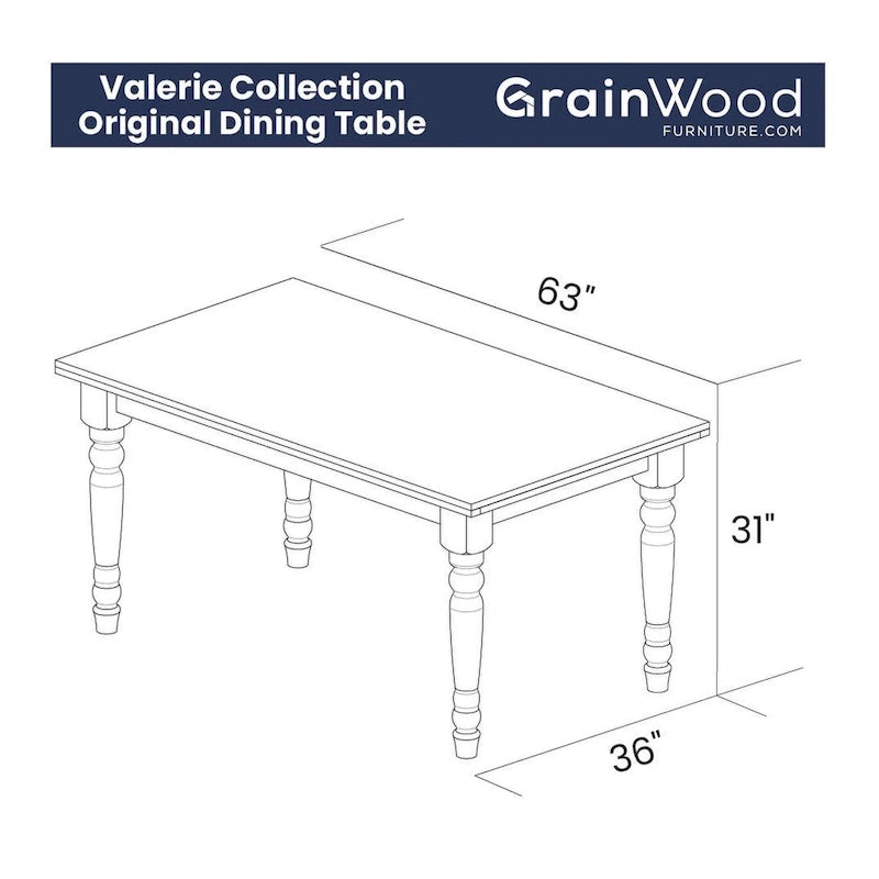 Table à manger de ferme en pin massif avec finition vieillie à la main – Bois flotté / Bois de grange / Gris rustique / Blanc cassé / Noyer rustique, 6 places