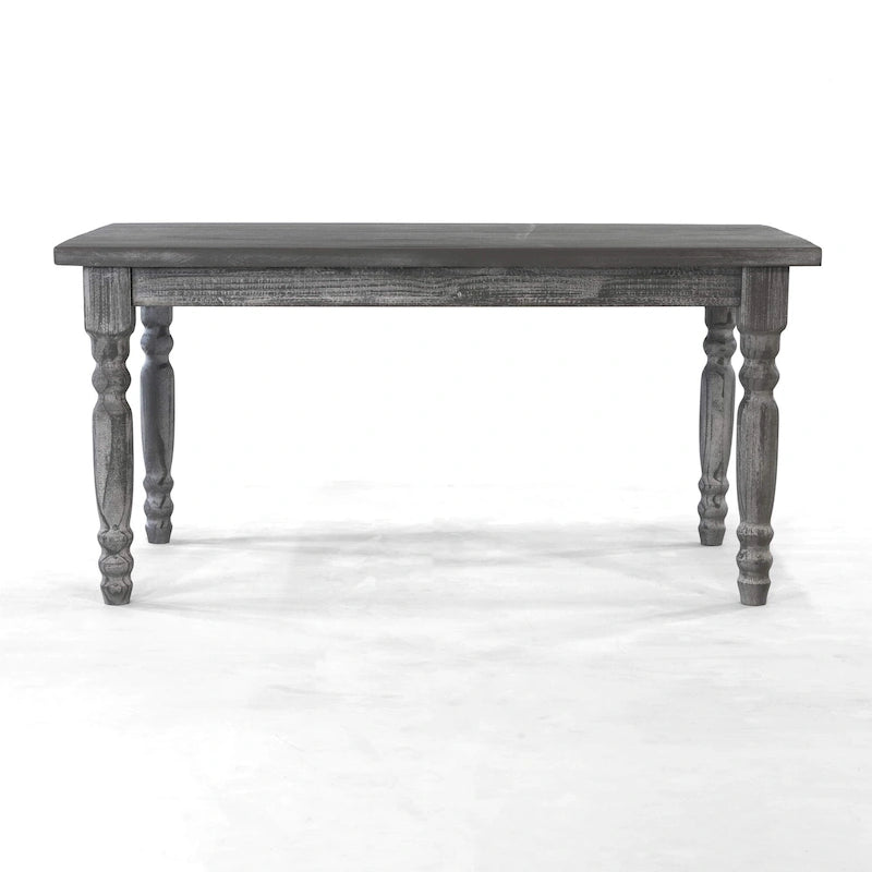 Table à manger de ferme en pin massif avec finition vieillie à la main – Bois flotté / Bois de grange / Gris rustique / Blanc cassé / Noyer rustique, 6 places