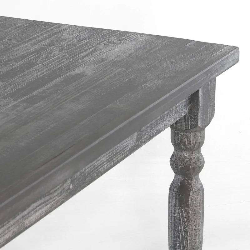 Table à manger de ferme en pin massif avec finition vieillie à la main – Bois flotté / Bois de grange / Gris rustique / Blanc cassé / Noyer rustique, 6 places