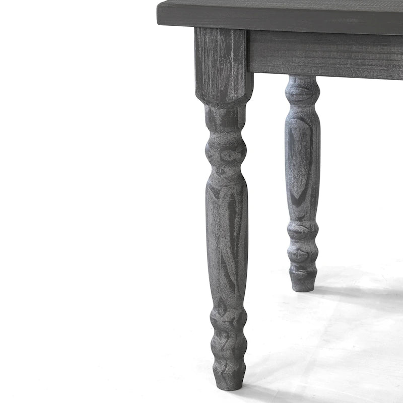 Table à manger de ferme en pin massif avec finition vieillie à la main – Bois flotté / Bois de grange / Gris rustique / Blanc cassé / Noyer rustique, 6 places