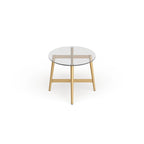 Table basse ovale en verre trempé – Laiton / Bronze noirci, pieds fuselés, pour 2 à 4 personnes