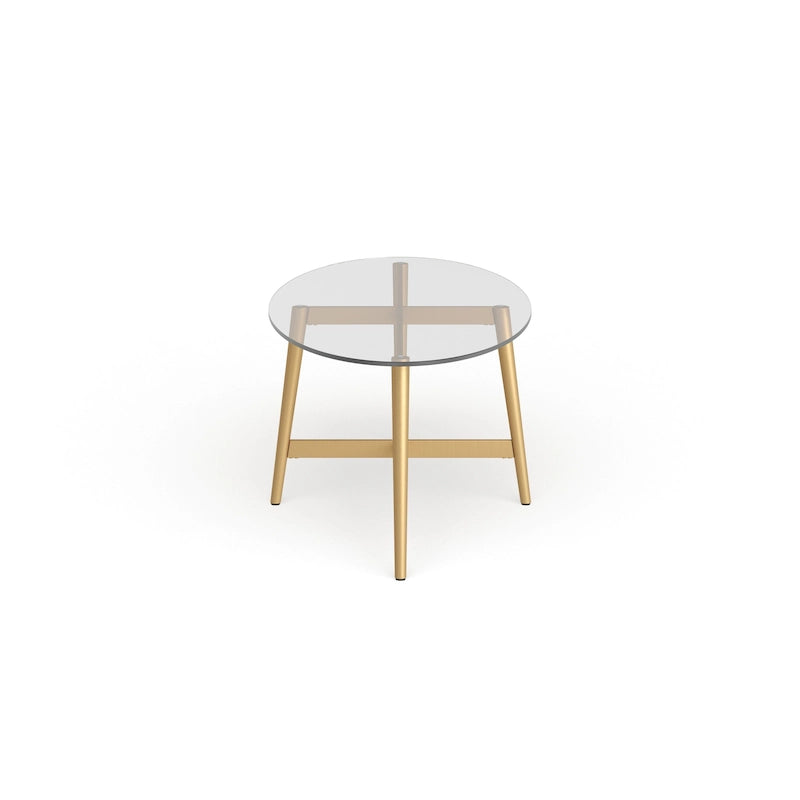 Table basse ovale en verre trempé – Laiton / Bronze noirci, pieds fuselés, pour 2 à 4 personnes