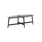 Table basse ovale en verre trempé – Laiton / Bronze noirci, pieds fuselés, pour 2 à 4 personnes