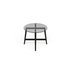 Table basse ovale en verre trempé – Laiton / Bronze noirci, pieds fuselés, pour 2 à 4 personnes