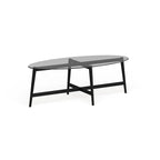 Table basse ovale en verre trempé – Laiton / Bronze noirci, pieds fuselés, pour 2 à 4 personnes
