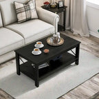 Table basse de ferme à montants en X – Noir / Gris / Marron / Blanc / Chêne foncé, 2 niveaux, 2–4 places