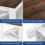 Table basse de ferme à montants en X – Noir / Gris / Marron / Blanc / Chêne foncé, 2 niveaux, 2–4 places