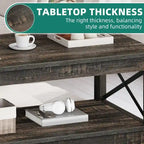 Table basse de ferme à montants en X – Noir / Gris / Marron / Blanc / Chêne foncé, 2 niveaux, 2–4 places