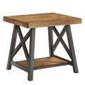 Table d'appoint rustique en X avec étagère – Chêne / Marron / Gris / Noir / Béton, style industriel, 1 place