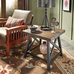 Table d'appoint rustique en X avec étagère – Chêne / Marron / Gris / Noir / Béton, style industriel, 1 place