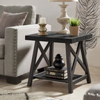 Table d'appoint rustique en X avec étagère – Chêne / Marron / Gris / Noir / Béton, style industriel, 1 place
