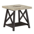 Table d'appoint rustique en X avec étagère – Chêne / Marron / Gris / Noir / Béton, style industriel, 1 place
