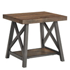 Table d'appoint rustique en X avec étagère – Chêne / Marron / Gris / Noir / Béton, style industriel, 1 place