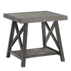 Table d'appoint rustique en X avec étagère – Chêne / Marron / Gris / Noir / Béton, style industriel, 1 place