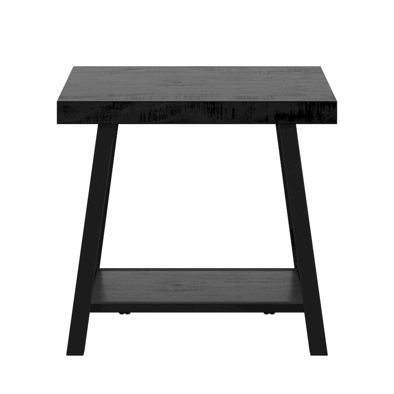 Table d'appoint rustique en X avec étagère – Chêne / Marron / Gris / Noir / Béton, style industriel, 1 place