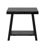 Table d'appoint rustique en X avec étagère – Chêne / Marron / Gris / Noir / Béton, style industriel, 1 place