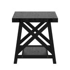 Table d'appoint rustique en X avec étagère – Chêne / Marron / Gris / Noir / Béton, style industriel, 1 place