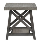 Table d'appoint rustique en X avec étagère – Chêne / Marron / Gris / Noir / Béton, style industriel, 1 place