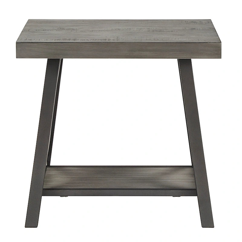 Table d'appoint rustique en X avec étagère – Chêne / Marron / Gris / Noir / Béton, style industriel, 1 place