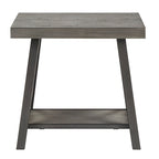 Table d'appoint rustique en X avec étagère – Chêne / Marron / Gris / Noir / Béton, style industriel, 1 place