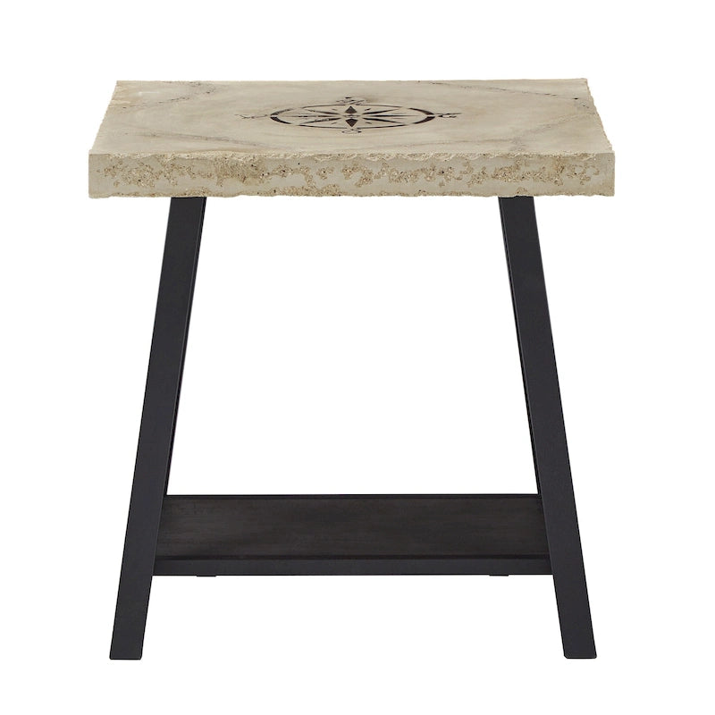 Table d'appoint rustique en X avec étagère – Chêne / Marron / Gris / Noir / Béton, style industriel, 1 place