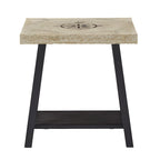 Table d'appoint rustique en X avec étagère – Chêne / Marron / Gris / Noir / Béton, style industriel, 1 place