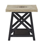 Table d'appoint rustique en X avec étagère – Chêne / Marron / Gris / Noir / Béton, style industriel, 1 place