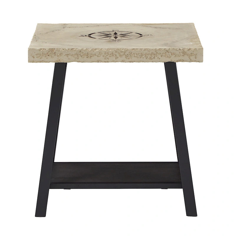 Table d'appoint rustique en X avec étagère – Chêne / Marron / Gris / Noir / Béton, style industriel, 1 place