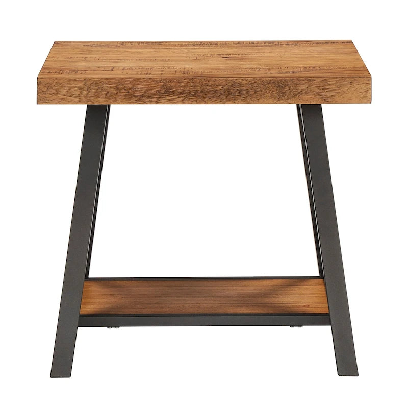 Table d'appoint rustique en X avec étagère – Chêne / Marron / Gris / Noir / Béton, style industriel, 1 place