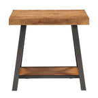 Table d'appoint rustique en X avec étagère – Chêne / Marron / Gris / Noir / Béton, style industriel, 1 place