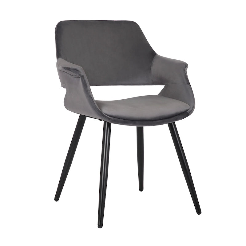 Chaise de salle à manger mi-siècle en velours avec accoudoirs – Vert / Rose / Champagne / Gris foncé, 1 place