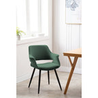 Chaise de salle à manger mi-siècle en velours avec accoudoirs – Vert / Rose / Champagne / Gris foncé, 1 place