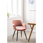 Chaise de salle à manger mi-siècle en velours avec accoudoirs – Vert / Rose / Champagne / Gris foncé, 1 place