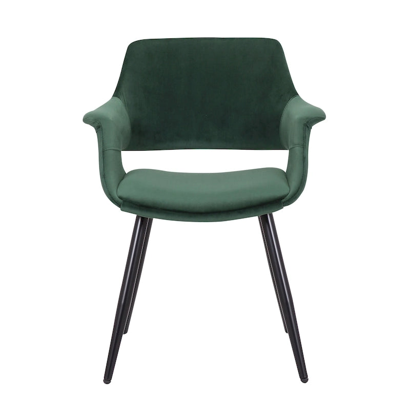 Chaise de salle à manger mi-siècle en velours avec accoudoirs – Vert / Rose / Champagne / Gris foncé, 1 place