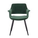 Chaise de salle à manger mi-siècle en velours avec accoudoirs – Vert / Rose / Champagne / Gris foncé, 1 place