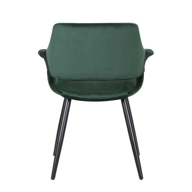 Chaise de salle à manger mi-siècle en velours avec accoudoirs – Vert / Rose / Champagne / Gris foncé, 1 place