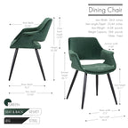 Chaise de salle à manger mi-siècle en velours avec accoudoirs – Vert / Rose / Champagne / Gris foncé, 1 place