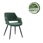 Chaise de salle à manger mi-siècle en velours avec accoudoirs – Vert / Rose / Champagne / Gris foncé, 1 place