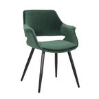 Chaise de salle à manger mi-siècle en velours avec accoudoirs – Vert / Rose / Champagne / Gris foncé, 1 place
