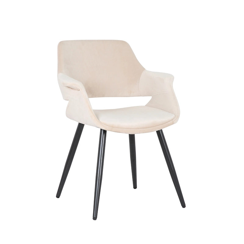 Chaise de salle à manger mi-siècle en velours avec accoudoirs – Vert / Rose / Champagne / Gris foncé, 1 place
