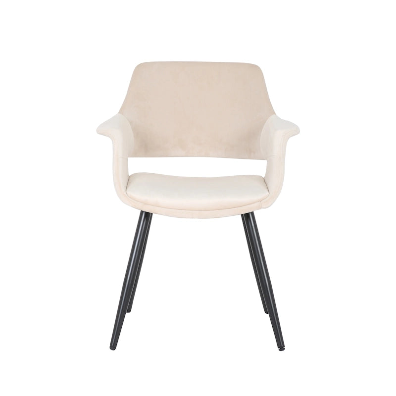 Chaise de salle à manger mi-siècle en velours avec accoudoirs – Vert / Rose / Champagne / Gris foncé, 1 place