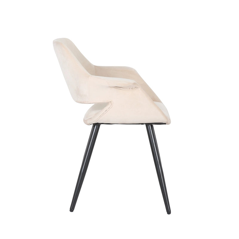 Chaise de salle à manger mi-siècle en velours avec accoudoirs – Vert / Rose / Champagne / Gris foncé, 1 place