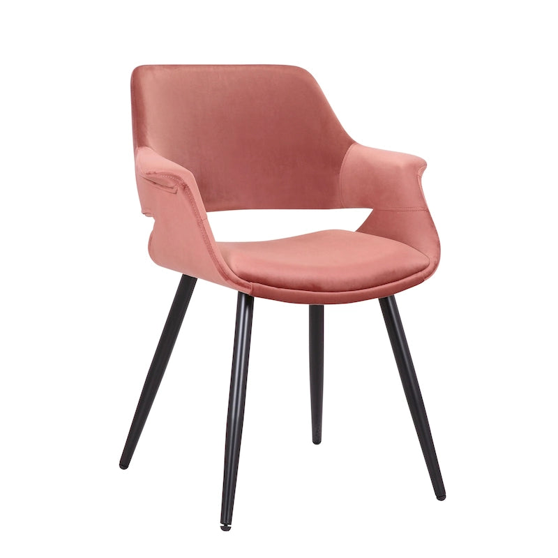 Chaise de salle à manger mi-siècle en velours avec accoudoirs – Vert / Rose / Champagne / Gris foncé, 1 place