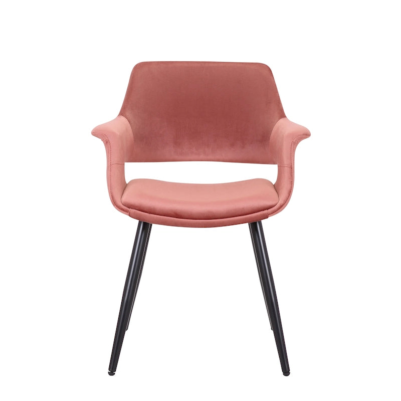Chaise de salle à manger mi-siècle en velours avec accoudoirs – Vert / Rose / Champagne / Gris foncé, 1 place